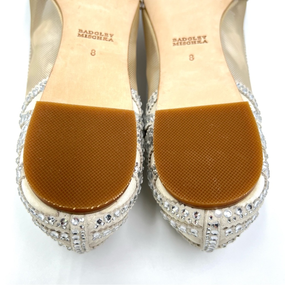 Badgley Mischka‎ BHLDN Size 8 Gigi Point Toe Jeweled Ivory Ballet Flats Shoes - Picture 13 of 13